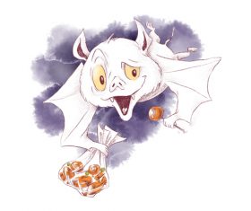 Bat halloween watercolor illustration vector