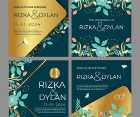 Beautiful art wedding posts vector