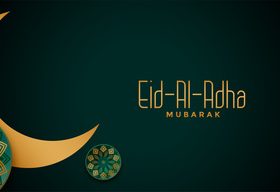 Beautiful eid al adha festival glowing banner design vector
