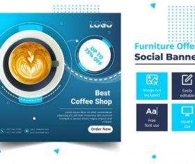 Best coffee shop social banner vector
