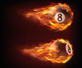 Billiard flying in fire realistic vector
