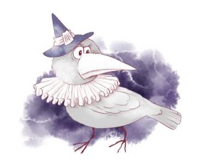 Bird halloween watercolor illustration vector