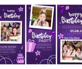 Birthday banner and instagram posts vector