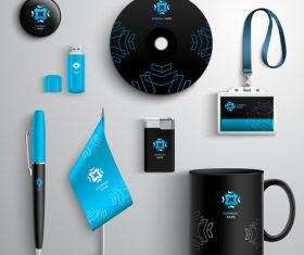 Black and blue business identity design vector