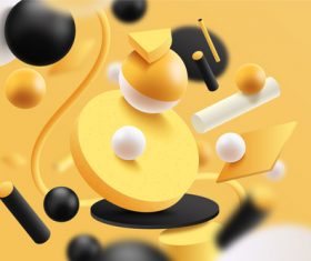 Black background 3D yellow graphic vector