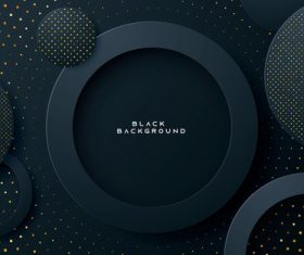 Black gold dots circular abstract background vector