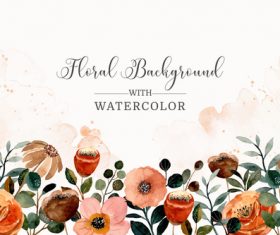 Blooming flower watercolor cover wedding invitation vector