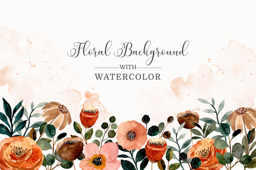 Blooming flower watercolor cover wedding invitation vector