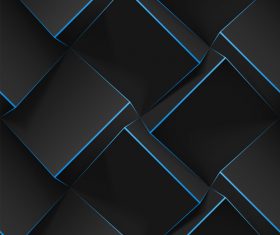 Blue edge black square 3D abstract background vector