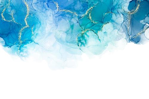 Blue watercolor background with golden foil vector free download