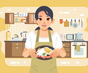 Breakfast cartoon illustration vector