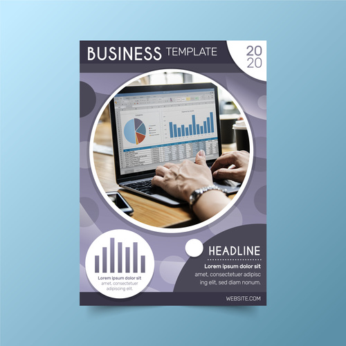 Brochure cover business analysis vector