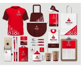 Brown and red coffee shop identity design vector