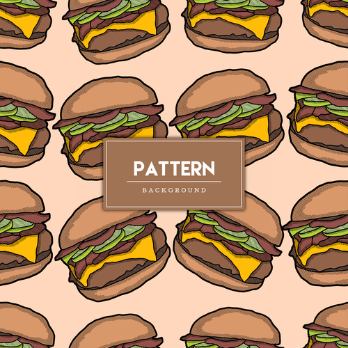 Burger decorative seamless pattern background vector