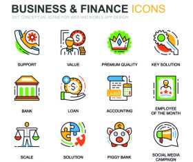 Business finance icons set vector