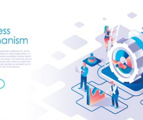 Business mechanism isometric template vector