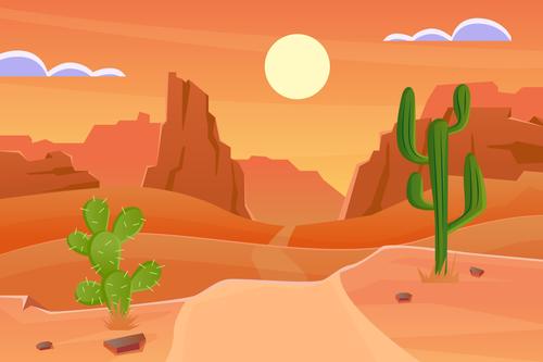 Cactus in the desert vector