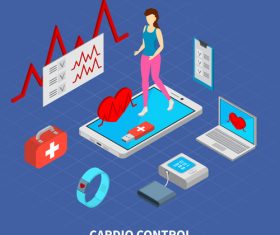 Cardio control isometric vector illustration