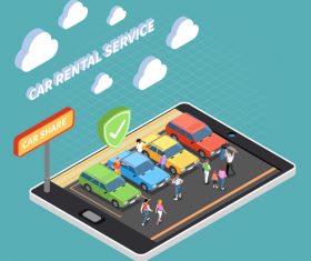 Cartoon illustration car rental services vector