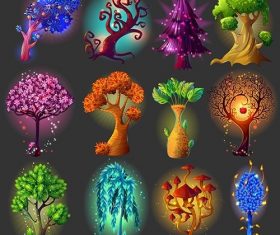 Cartoon natural illustrations set vector