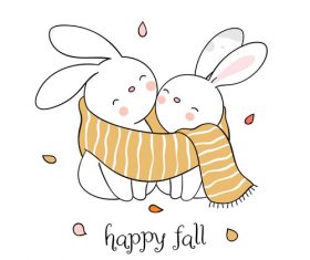 Cartoon two rabbit illustrations vector