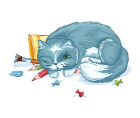 Cat watercolor painting vector