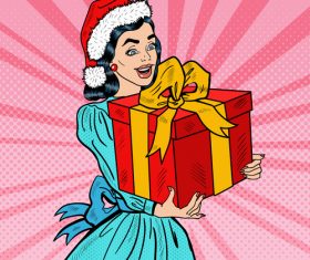Christmas gift pop art illustration vector