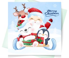 Christmas watercolor illustration vector