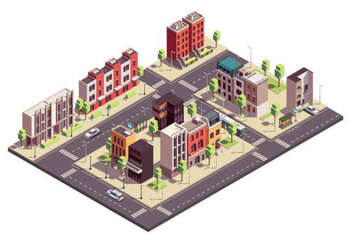 City townhouse building illustration vector