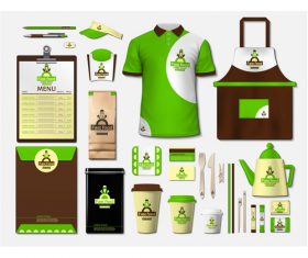 Coffee shop green and white identity design vector