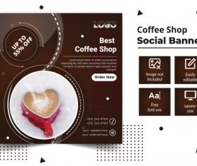 Coffee shop social banner vector