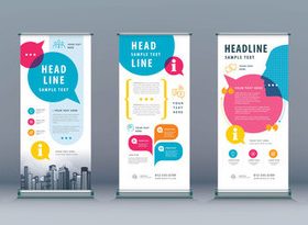 Color business roll up set vector