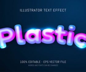 Color plastic editable font effect text vector
