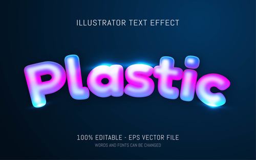 Color plastic editable font effect text vector