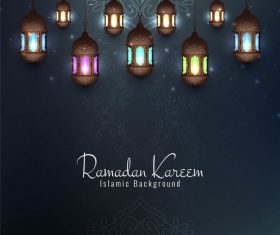 Colored lights background ramadan festival card vector
