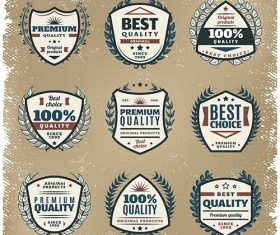 Colored premium quality emblems set vector