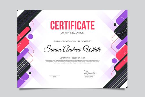 Colorful background certificate template vector