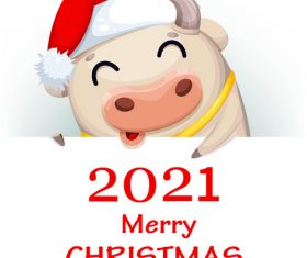 Cow and new years card 2021 comic vector