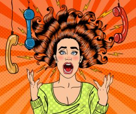 Crazy woman pop art illustration vector