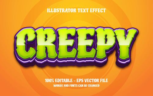 Creepy editable font effect text vector