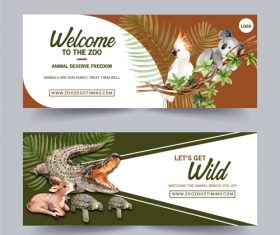 Crocodile bird zoo poster banner vector