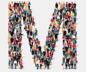 Crowd of people grouped into M vector