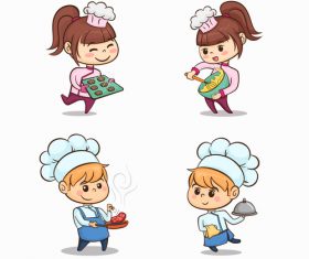 Cute children making food vector