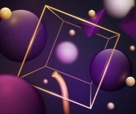 Dark background 3D purple and yellow graphic vector