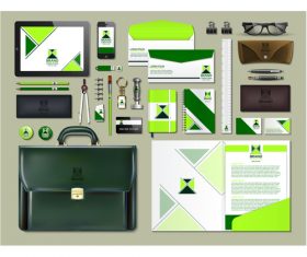 Dark green business suit stationery vector
