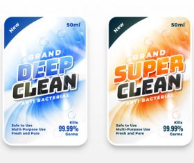 Deep clean laundry detergent label vector
