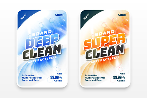 Deep clean laundry detergent label vector
