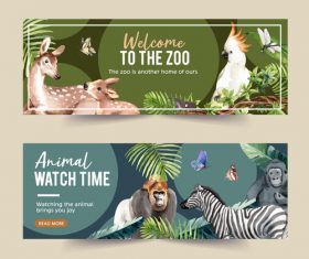 Deer zebra zoo poster banner vector