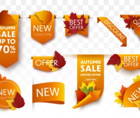 Different autumn leaves sale tags vector