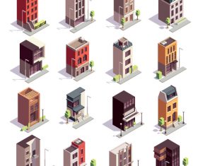 Different building icons vector